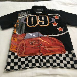 #62 J/E/T Strtwr 09 Car Checkerboard Button Down Short Sleeve Shirt Men's Size L